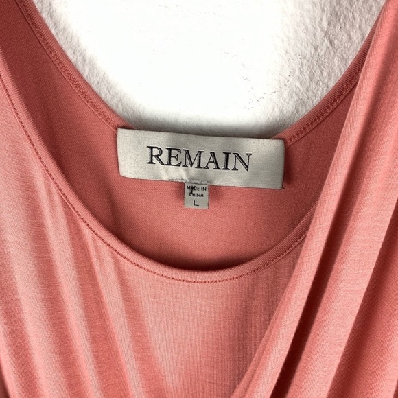 REMAIN Romantic Blush Asymmetrical Wrap style rich blush pink stretch Dress Sz L - Picture 4 of 10